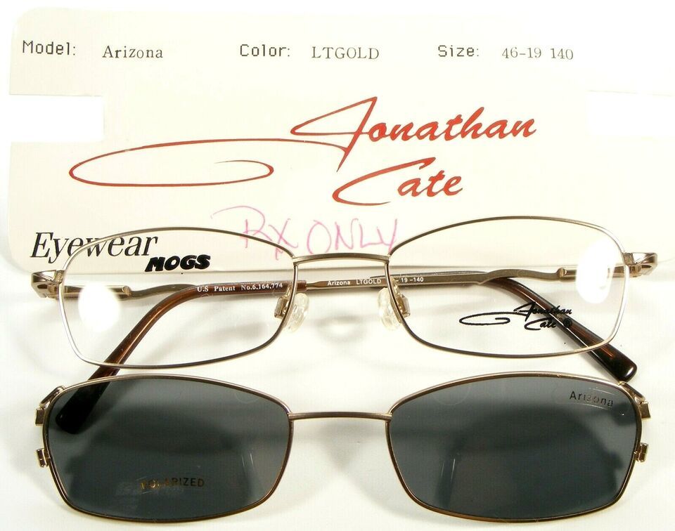 NEW Jonathan Cate Arizona LT LIGHT GOLD EYEGLASSES GLASSES W/ Clip-On 46... - $29.70