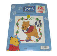 Leisure Arts Winnie The Pooh Counted Cross Stitch Kit Skating Christmas #34014 - £7.89 GBP