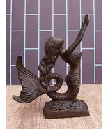 Cast Iron Rustic Nautical Siren Mermaid With Curling Tail Door Stopper D... - $748.01 MXN