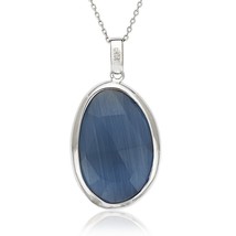 Sterling Silver Denim Blue Cat’s Eye Necklace - £84.07 GBP