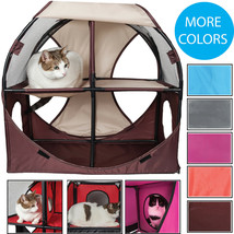 Pet Life Kitty-Play Obstacle Travel Collapsible Soft Folding Pet Cat House - £34.17 GBP