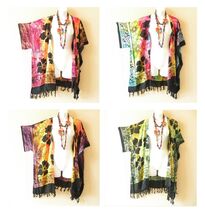 CG58 Tie Dye Batik Cardigan Duster Kimono Open Plus Jacket Coverup Top u... - $24.90