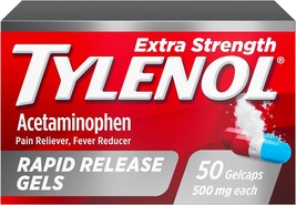 Tylenol Extra Strength Acetaminophen Rapid Release Gels for Pain &amp; Fever, 50 Cou - £17.51 GBP