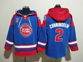 Cade Cunningham #2 Detroit Pistons Blue Lace-Up Pullover Hoodie - £59.08 GBP