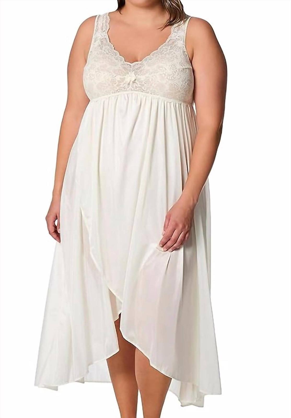 Shadowline Lingerie Silhouette Nylon Tricot Hi-Low Gown Ivory - $48.00