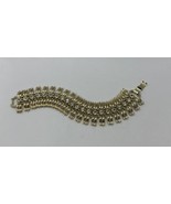 Vintage Gold Rhinestone Lisner Bracelet Articulated Link Signed Jewelry ... - $38.60