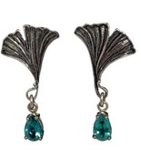 sterling silver aquamarine earrings signed Bushart  - £43.24 GBP