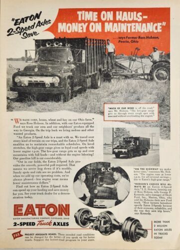 1954 Print Ad Eaton 2-Speed Axles Ford Stake Truck Farmer Ross Hobson Peoria,OH - £15.25 GBP