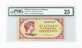 Certificado De Pago Militar De EE. UU. De 1958 $5 VF-25 PMG MPC Serie 541 P.SM41 - $2,593.68