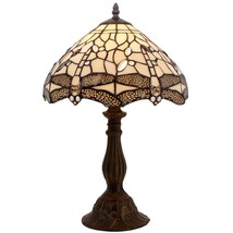 Cream Stained Glass Dragonfly Bedside Table Lamp Desk Reading Light 12X12X18 Inc - £144.34 GBP