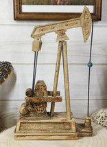 Rustic Vintage Nodding Donkey Pumpjack Oil Derrick Rig Faux Wood Sculpture - $37.99