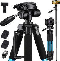 Victiv 72-Inch Camera Tripod Aluminum T72 With Phone Tripod Mount-, Blue - £41.55 GBP