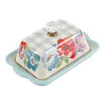 Pioneer Woman Sweet Romance Butter Dish Ceramic Acrylic Knob Floral Gift... - $22.38