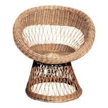 Mid-Century Natural Wicker Saucer Chair - £554.85 GBP