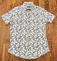 Stone Rose Button Down Shirt Mens Medium Seashells Starfish Beach - £24.99 GBP