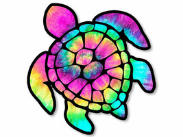 4&quot; Tie Dye Sea Turtle Shaped Bumper Decal Sticker - £13.58 GBP