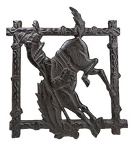 Cast Iron Western Rustic Rodeo Cowboy On Bucking Horse Decorative Table Trivet - £23.62 GBP