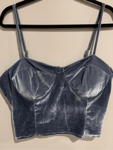 2XL Velour Cropped Bra Top- POPULAR 21 -Blue Padded Cups Poly/Spandex EUC - £9.78 GBP