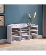 White Shoe Bench w/ 9 Shelves - Entryway Organizer - $186.08 CAD