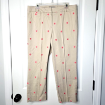 Talbots Signature Embroidered Crop Pants Size 12 Shells Stretch Khaki Chino - £18.23 GBP