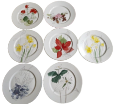 Block Spal Watercolors 7 Salad Plates 6 Different Floral Patterns 8 Inch - $70.13