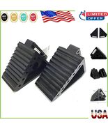 Durable Rubber Wheel Chocks 2-Pack with Built-In Handle - Space-Saving D... - $30.09