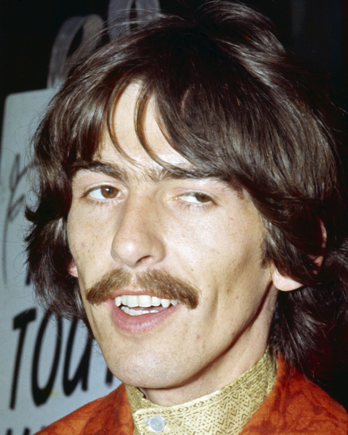 Primary image for George Harrison portrait candid circa 1970 moustache The Beatles legend 16x20 Ca