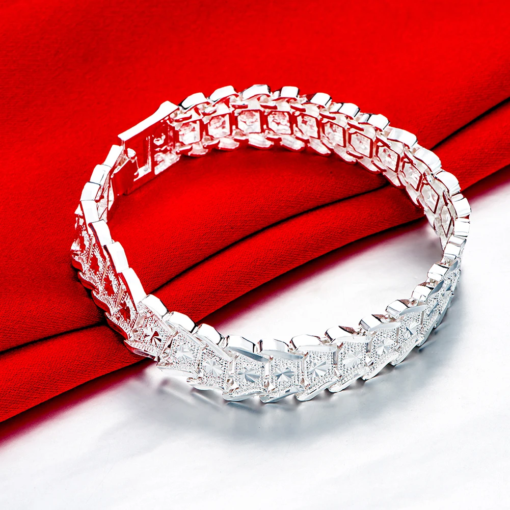 Beautiful Elegant wedding 925 silver women men chain Bracelet high quality fashi - £16.37 GBP