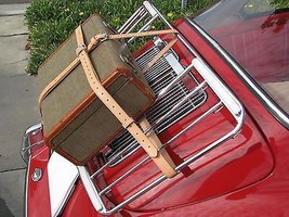 Leather Luggage Straps PORSCHE 356 Leitz Lietz Vintage Trunk Rack Hand Made BRN - £103.43 GBP