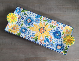 Certified International 2022 Hearts of Hope Platter, Yellow Blue Flowers - $34.95