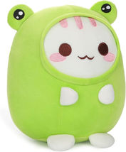 Cute Cat Frog Plush Pillow 8&quot; Kitten Frog Stuffed Animal, Soft Kawaii Cat Plushi - £20.06 GBP