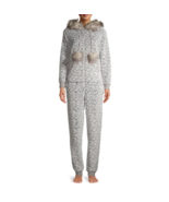 Gray Leopard UNION SUIT PAJAMAS Faux Fur Christmas Costume Lounge Party ... - $29.99