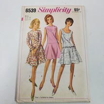 Vintage 1966 Simplicity 6539 Sewing Pattern Dress Size 12/32 - $11.30