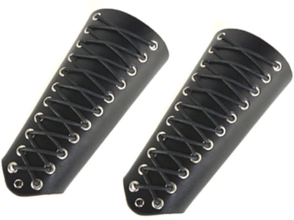 Unisex Faux Back Leather Gauntlet Wristband Wide Bracer Arm Armor Cuff - $19.00