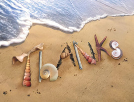 LEANIN TREE Sandy Beach Scene with Shells-&quot;Thanks&quot;~#35485 Pack of 8 Note... - £6.97 GBP