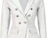 Double Breasted Fancy Buttons Lambskin Leather Blazer Women - Kim Kardas... - £93.97 GBP