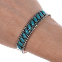 6.5&quot; Bell Trading post Navajo Curio sterling and turquoise row cuff bracelet - £175.99 GBP