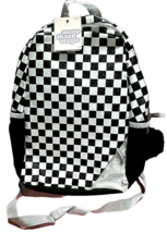 More Than Magic  17&quot; Backpack Laptop / Book Bag~Checks Black &amp; White Reflective - £7.11 GBP
