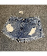 Forever 21 Silver Studded Distressed Women&#39;s Blue Denim Shorts size 31 - £7.18 GBP