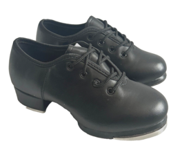 ENYIKU Women Black Leather Tap Shoes Lace Up Dance Round Toe Size 4 M New - £16.14 GBP