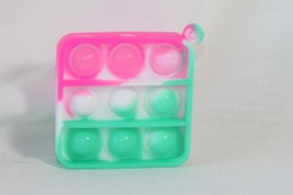 Novelty Keychain (new) SQUARE SILICONE - PINK, WHITE &amp; GREEN, COMES W/ C... - $7.27