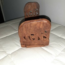 Vintage Carved Wood Elephant Sliding Adjustable Bookend Book Rack - $25.29