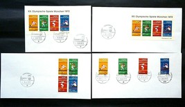 1972 16x Munich Olympics Games FDC Sheets &amp; Stamps German Post - £15.94 GBP