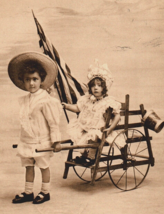 Beachside Adventures - Children in Toy Cart with Bucket &amp; Flag Vintage P... - £14.77 GBP