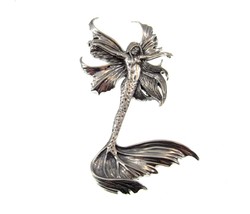 Solid 925 Sterling Silver Amy Brown Sea Sprite Fairy Pendant Peter Stone Jewelry - £44.83 GBP