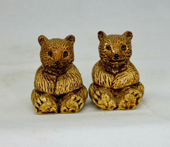 Vintage Set Of Ceramic Small Brown Bears Salt And Pepper Shakers - £10.31 GBP