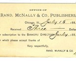 1881 Rand McNally &amp; Co Publishers Receipt Postal Card Postcard - £47.28 GBP