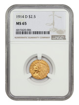 1914-D $2.50 NGC MS65 - £12,979.31 GBP
