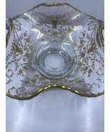 Decorative Glass Bowl- Dish Gold Colored Encrusted W/dual Handles on Rai... - £30.92 GBP