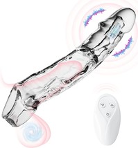 Penis Sleeve-Penis Sleeve with Cock Ring-Super Soft Remote Control Penis Enlarge - £17.35 GBP